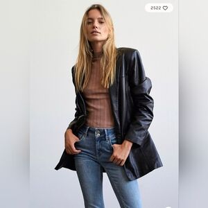 We The Free By My Side Black Vegan Leather Blazer Jacket